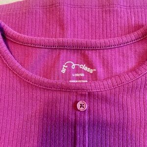 Art Class Vibrant Purple Buttoned Top